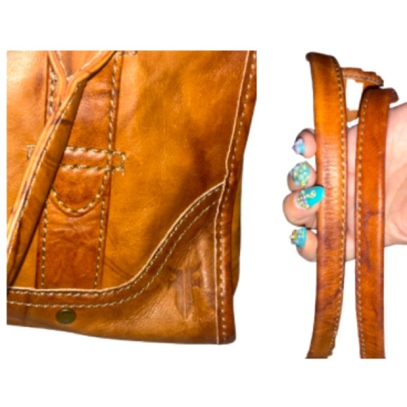 Frye Campus Satchel, Women's Campus Hobo Bag, 100% Dakota Red Burnt Leather - Picture 10 of 15